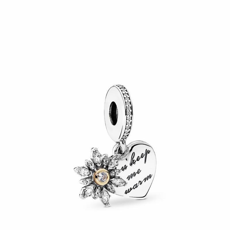 Pandora Australia Snowflake Heart Dangle Charm - Two Tone | SDOPYJ265